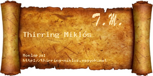 Thirring Miklós névjegykártya